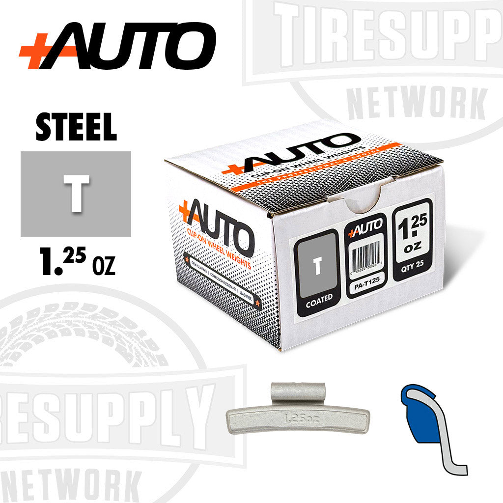 +AUTO | T-Style Coated Steel Clip-On Wheel Weights - Choose Size or Bulk Set (PA-T*)