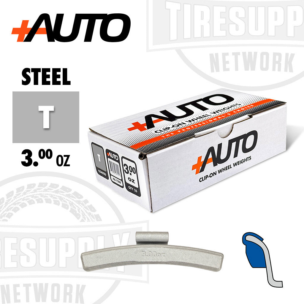 +AUTO | T-Style Coated Steel Clip-On Wheel Weights - Choose Size or Bulk Set (PA-T*)