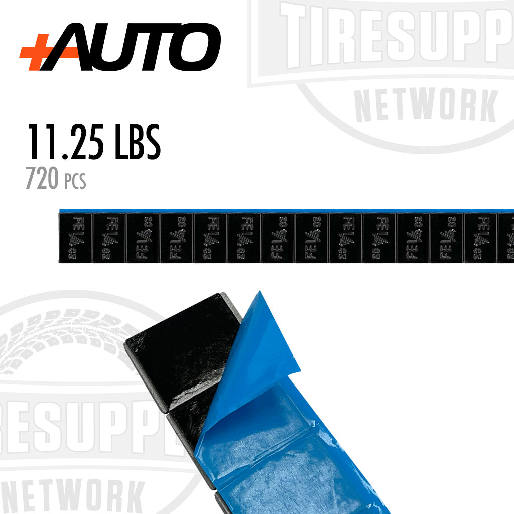 +AUTO PP25R11B720 | Steel 1/4 oz Stick-On Adhesive Tape Wheel Weight - 11.25 lbs | 720 pcs | Black