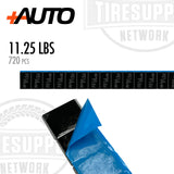 +AUTO PP25R11B720 | Steel 1/4 oz Stick-On Adhesive Tape Wheel Weight - 11.25 lbs | 720 pcs | Black