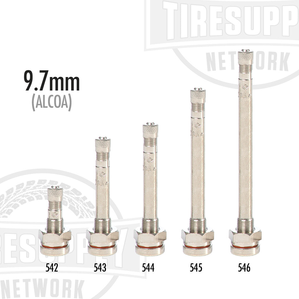 Alcoa O-Ring Seal Straight Metal Valve Stem 9.7mm Hole - Choose Style (TV-54*)