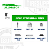 Alligator | U1 Universal TPMS Metal Valve Service Kit - Box of 20 (48501)