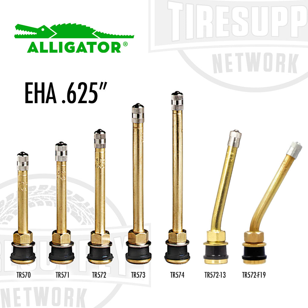 Alligator | EHA .625 Rim Hole Tubeless Truck Metal Valve Stems - Choose Style (TV-57*)