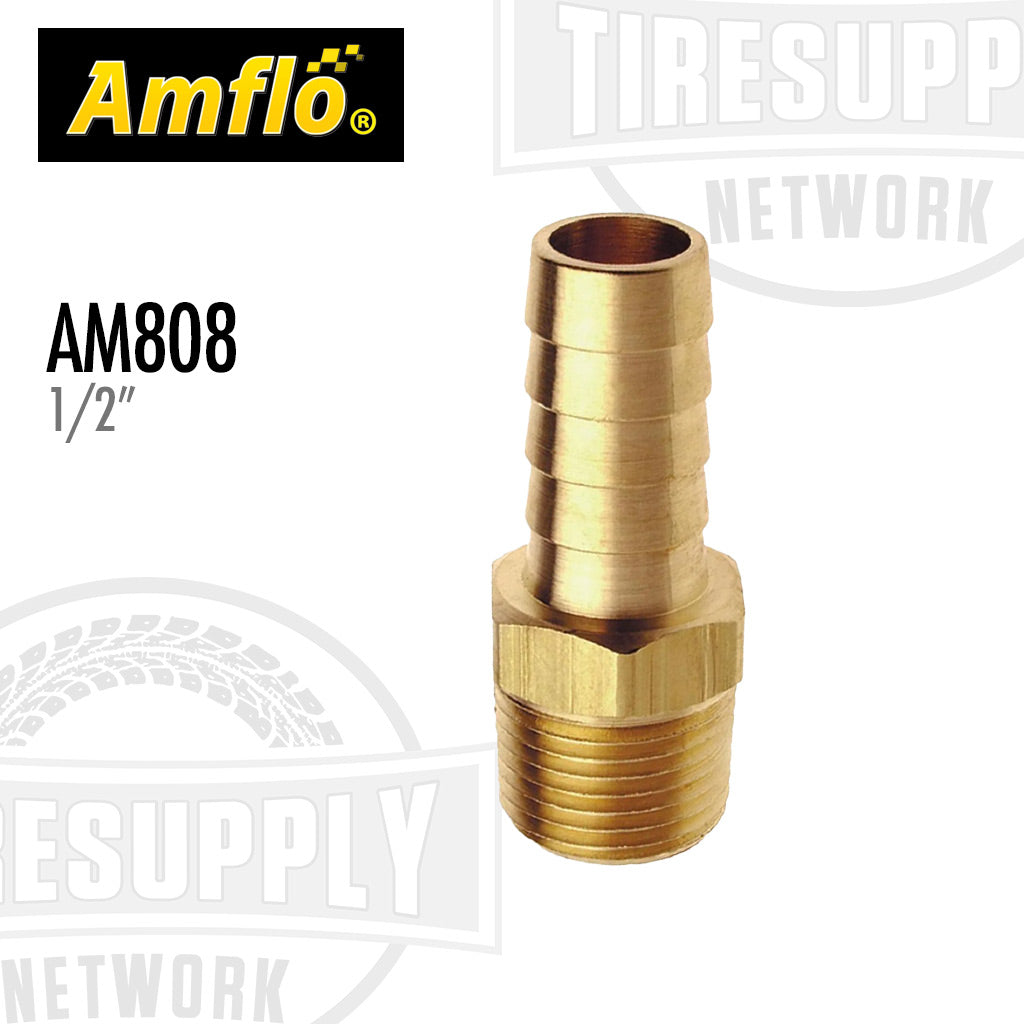 Amflo | Brass Barb Air Hose Fitting for 1/2″ Hose ID x 1/2″ MNPT (AM808)