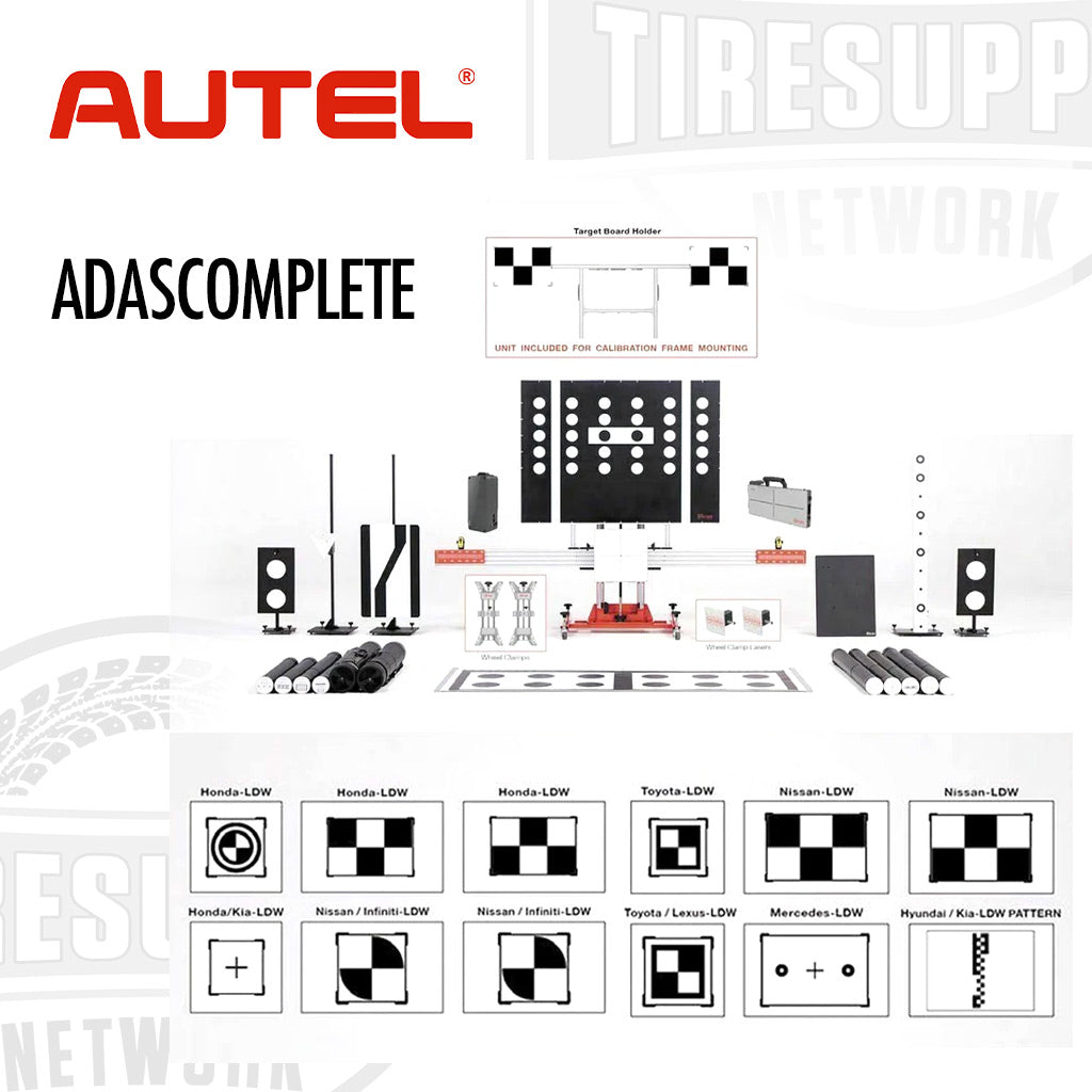 Autel ADASCOMPLETE product set with various components on a white background