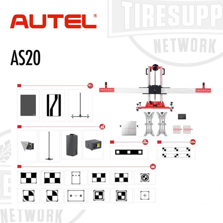Autel AS20 product diagram with various components on a white background