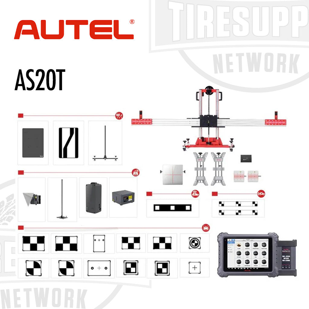 Autel AS20T diagnostic tool with components on a white background