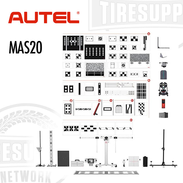 Autel MAS20 tire inspection system with various components on a white background