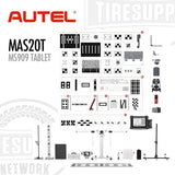 Autel tire measurement system with tablet and various components on a white background MAS20T
