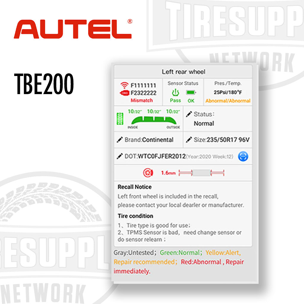 Autel | MaxiTPMS Laser-Enabled Tire Tread Depth & Brake Disc Wear Examiner Tool (TBE200)