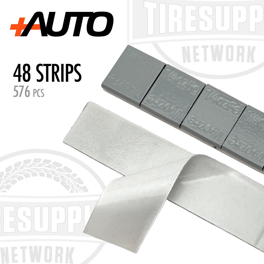 +AUTO | Steel 1/4 oz Adhesive Tape Wheel Weight - Value+ Series 48 strips | 576 pcs | Gray (PA-25S48G576)
