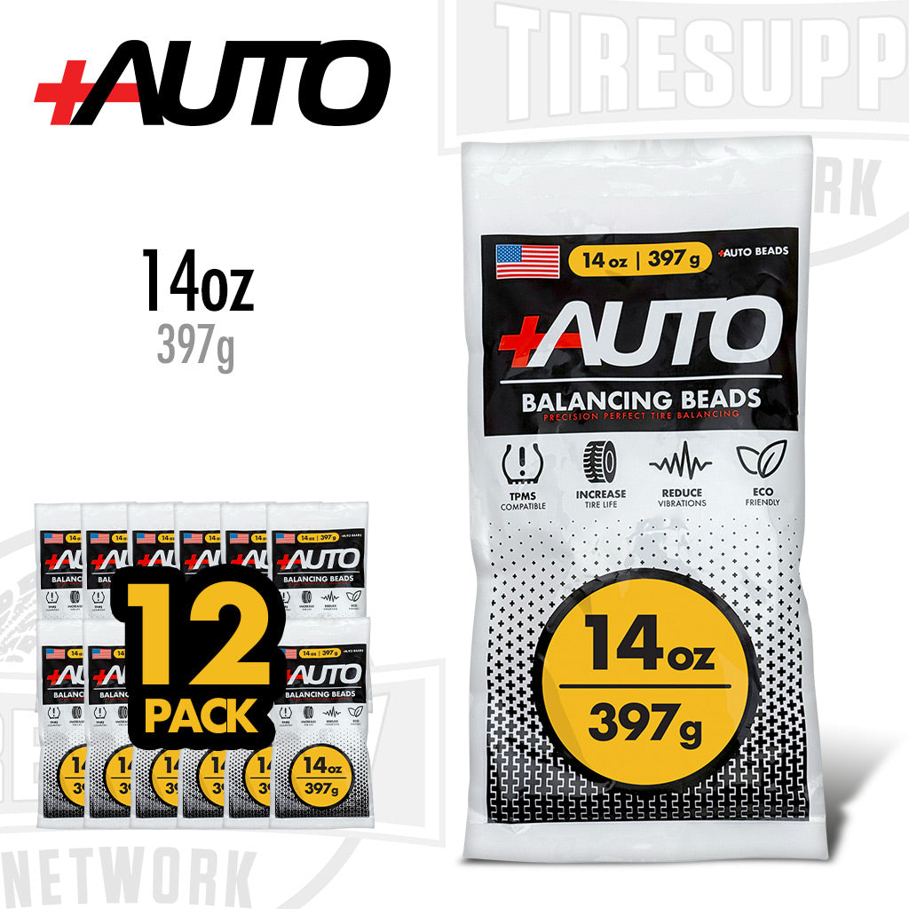 +AUTO | 14 oz Tire Balancing Beads, Drop-In Bag with Valve Cap & Valve Core (PA-BB14)
