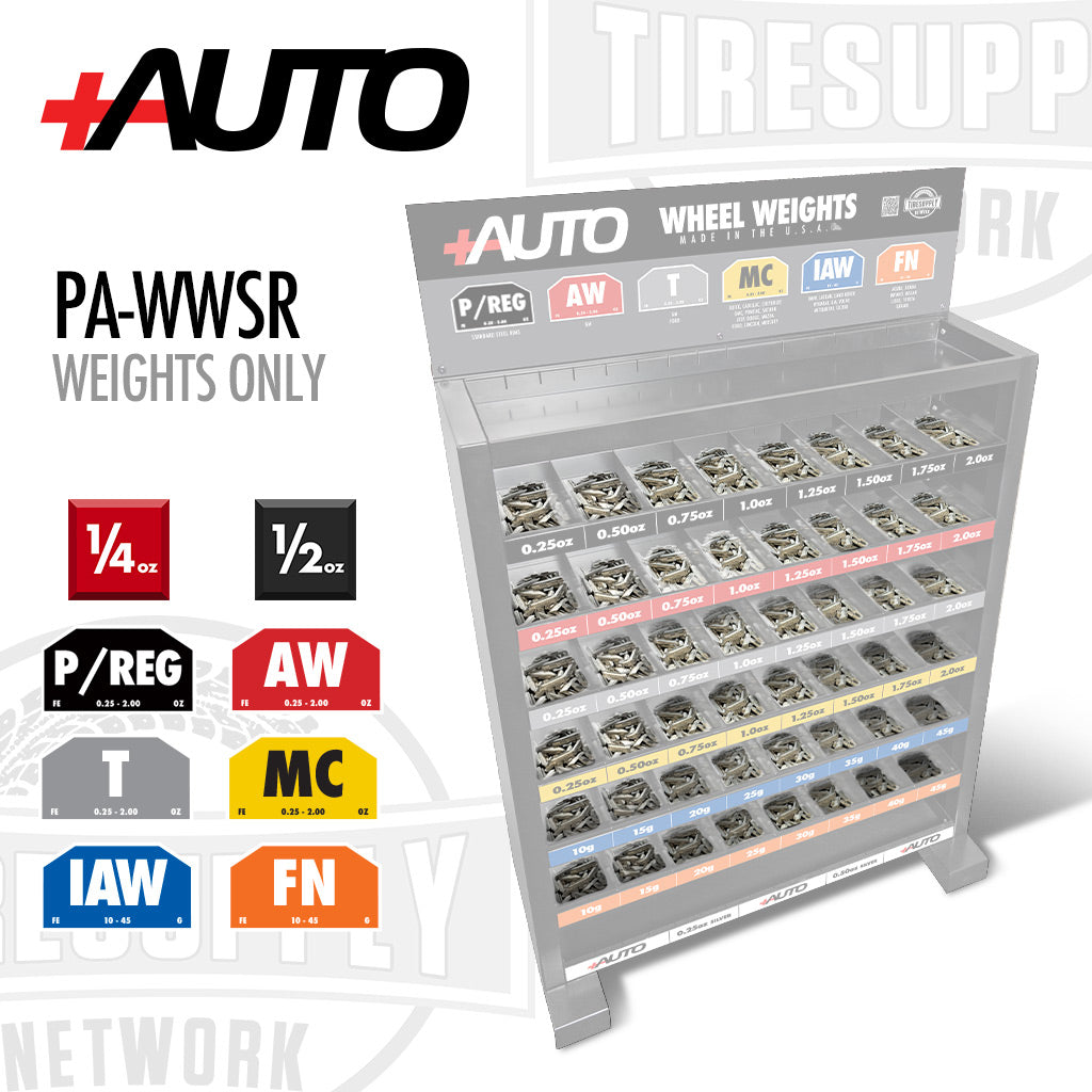 +AUTO | Wheel Weight Standing Rack: 8 Shelves - 46.5" x 36" x 16" HxLxW (PA-WWSR)