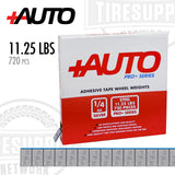 +AUTO | Steel 1/4 oz Stick-On Adhesive Tape Wheel Weight - 11.25 lbs | 720 pcs | Silver (PP25R11S720)