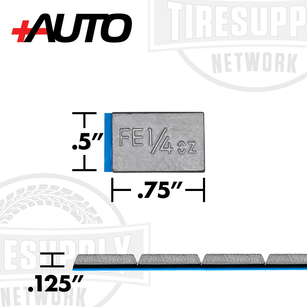 +AUTO | Steel 1/4 oz Stick-On Adhesive Tape Wheel Weight - 48 strips | 576 pcs | Silver (PP25S48S576)