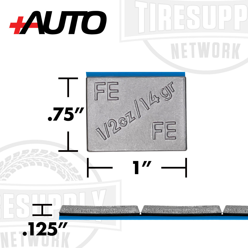 +AUTO | Steel 1/2 oz Stick-On Adhesive Tape Wheel Weight - 48 strips | 288 pcs | Silver (PP50S48S288)