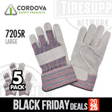 Cordova Safety Products | 5-Pack Split Cowhide Leather Palm Gloves - Large (7205R)