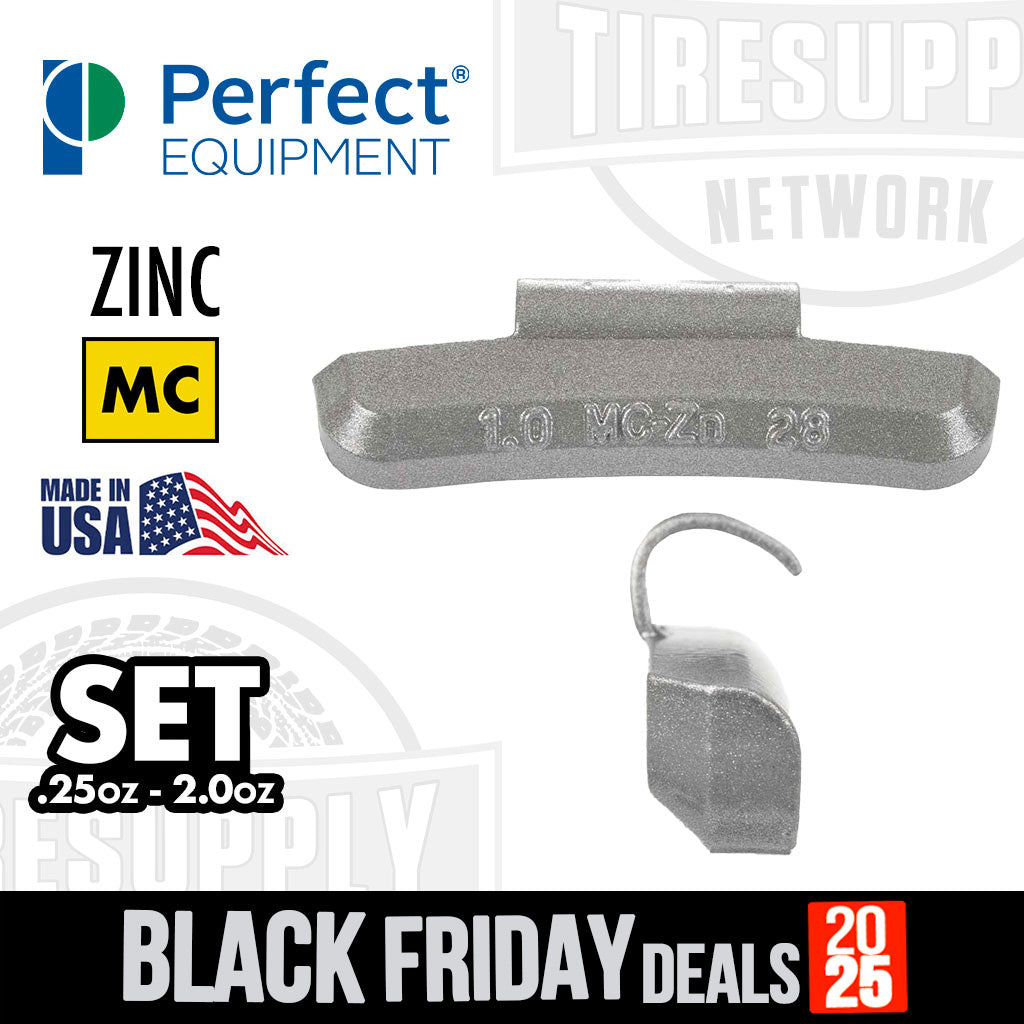 Perfect Equipment | MC-Style Coated Zinc Clip-On Wheel Weights - Set .25oz - 2.0oz (MCZ-S SET)