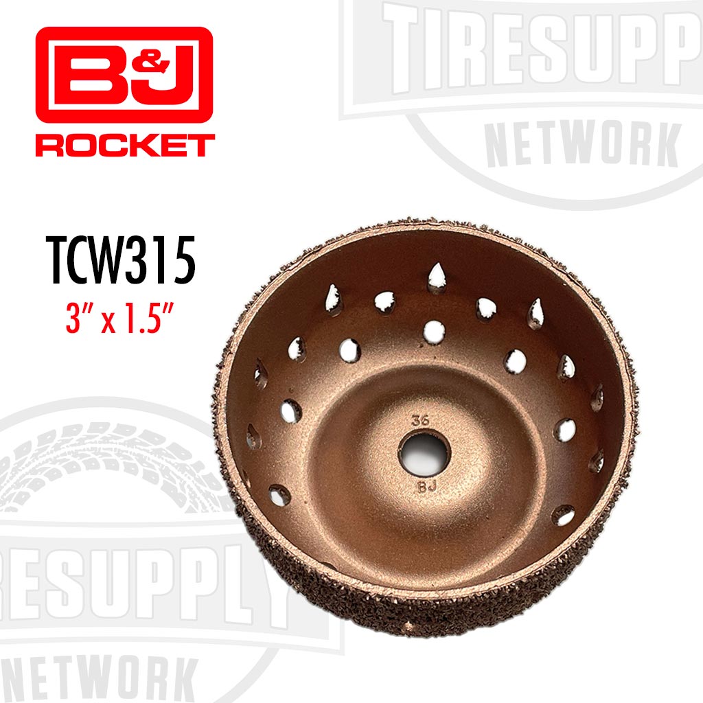 B&amp;J Rocket | TCW315 Copper Contour Wheel 3/8″ AH 36 Grit (38416A3)