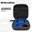Black carrying case with blue 'Autopucks' for Corvette, featuring BendPak branding. 5216374