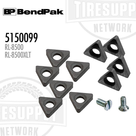 Set of triangular metal components with screws on a white background, featuring BendPak branding. 5150099