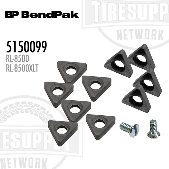 Set of triangular metal components with screws on a white background, featuring BendPak branding. 5150099