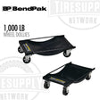 Two black wheel dollies with 'BP BendPak' branding on a white background. 5150190