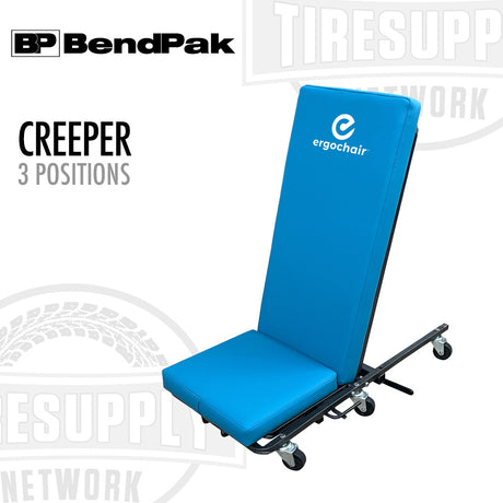 Blue ergonomic chair with 'ergochair' logo on a white background, featuring BendPak branding. 5160120