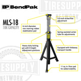 BendPak | MLS-18 Mobile Tripod High-Lift Jack Stand, 18k-lb Capacity, (5175001)