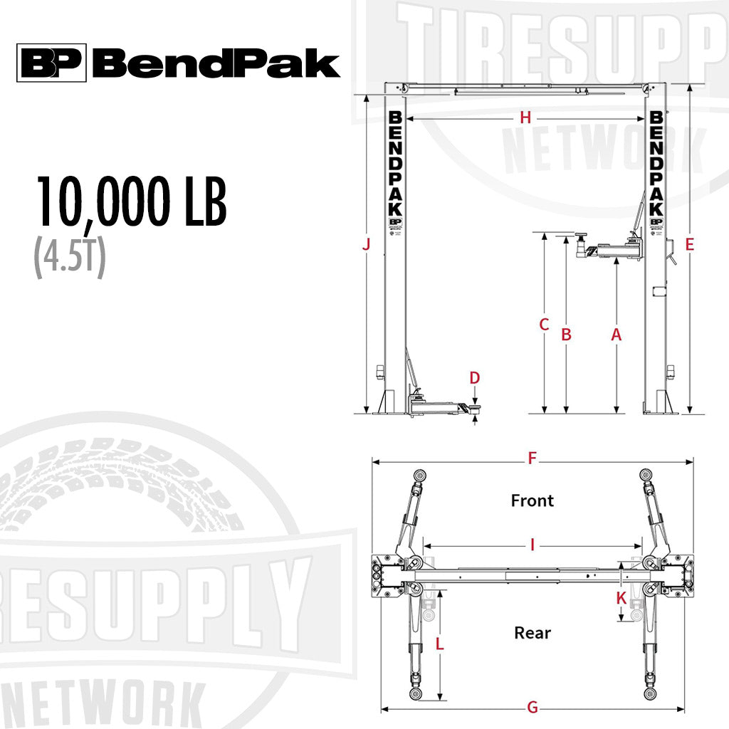BendPak | 2-Post Lift 10,000 lb Capacity Wsa-100 Air-Electric Workstation - 10AP Pro Series (5175639)