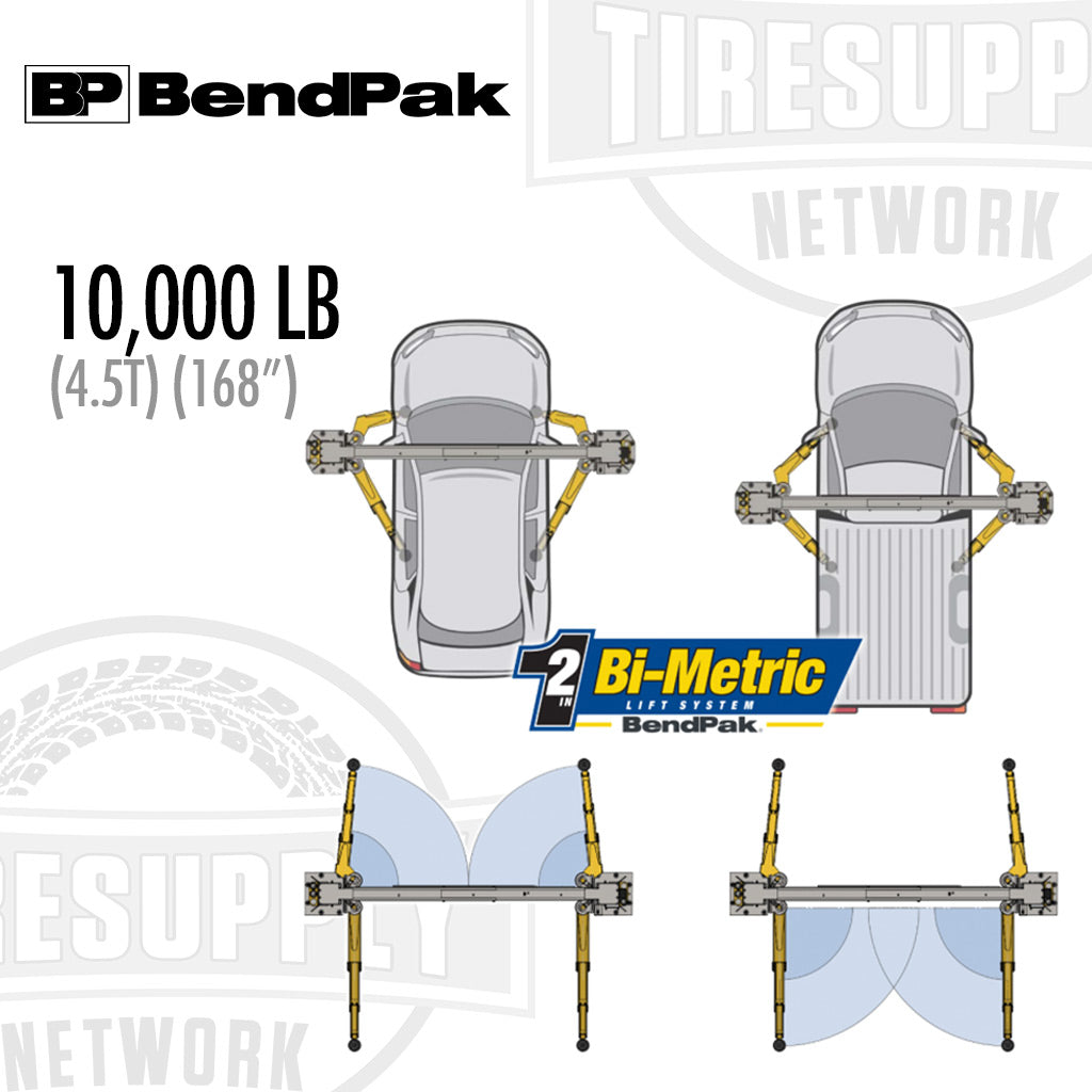 BendPak | 2-Post Lift 10,000 lb Capacity Adaptable Clearfloor - 168" Overall Height - 10AP-168 (5175305)