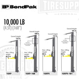 BendPak | 2-Post Lift 10,000 lb Capacity Adaptable Clearfloor - 168" Overall Height - 10AP-168 (5175305)