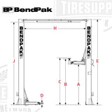BendPak | 2-Post Lift 10,000 lb Capacity / Adaptable Clear-floor / Adjustable Width / High-Rise 10APX-181 (5175307)