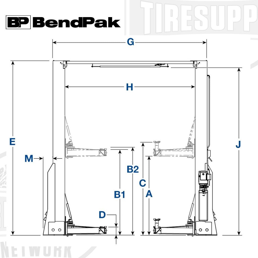 BendPak | 2-Post Lift 16,000 lb Capacity / Adaptable Clearfloor / High-Rise / 16AP (5175608)