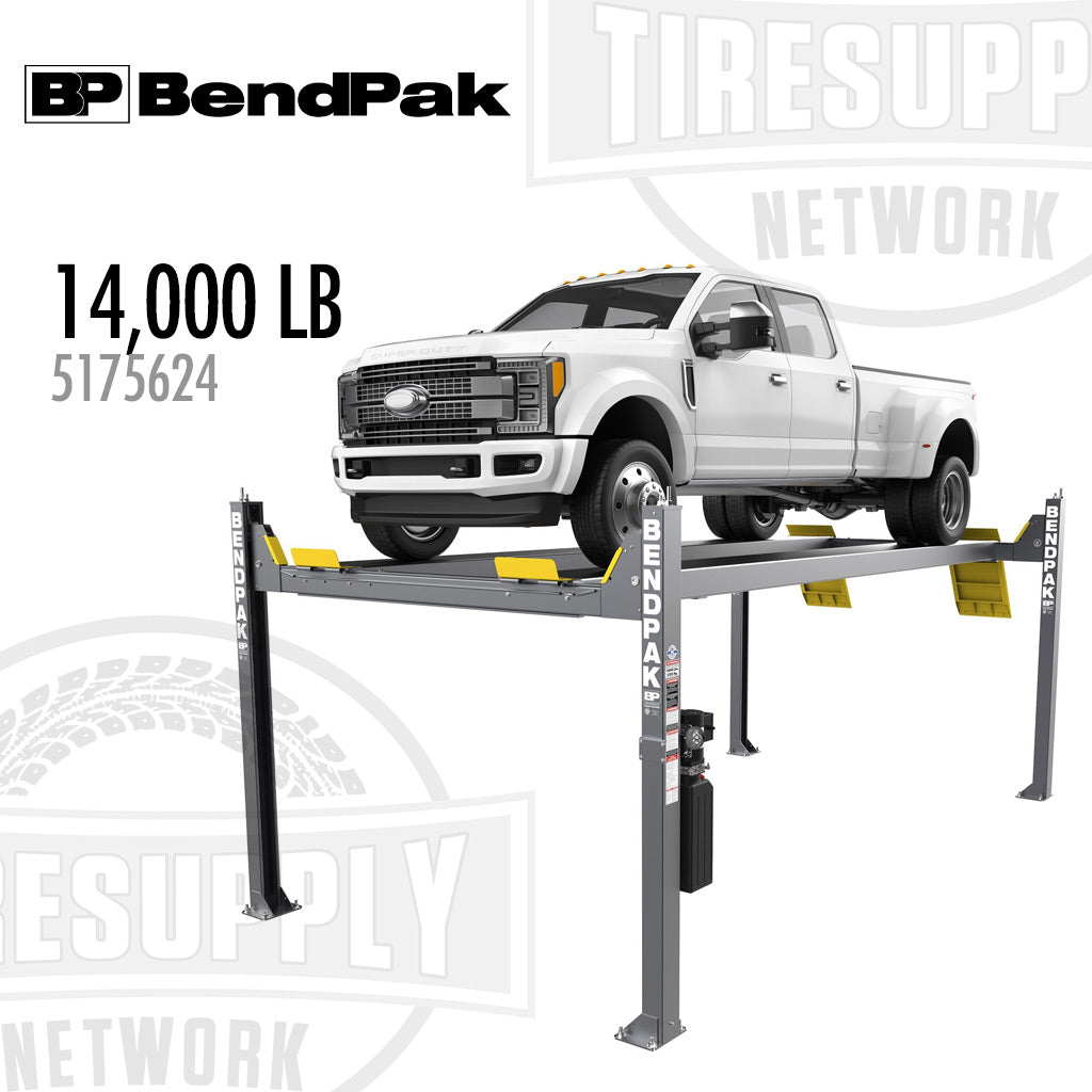 BendPak | 4-Post Lift 14,000-lb Capacity - High-Rise Truck & SUV with Extended Ramps - 82.75″ Rise - HDS-14XT (5175624)