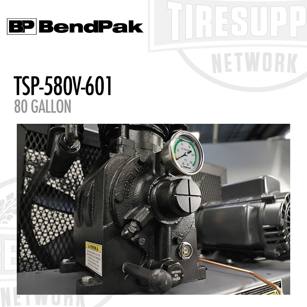 BendPak TSP-580V-601 | Patriot Series 80-Gallon Vertical Tank Air Compressor, 2-Stage, 5 hp