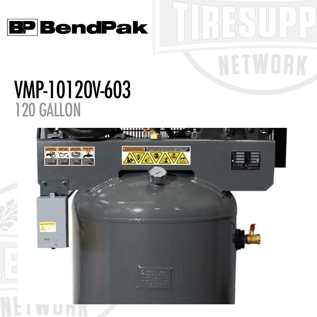 BendPak | VMP-10120V-603 V-Max Elite Series 120-Gallon Vertical Tank Air Compressor, 3PH, 10 hp (5179114)
