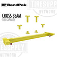 Yellow cross beam with 18k capacity on a white background, featuring BendPak branding. 5215423