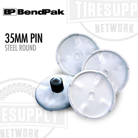 Three steel round 35mm pins with BendPak branding on a white background. 5215756