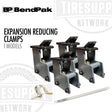 Set of BendPak expansion reducing clamps with tools on a white background. 5328425