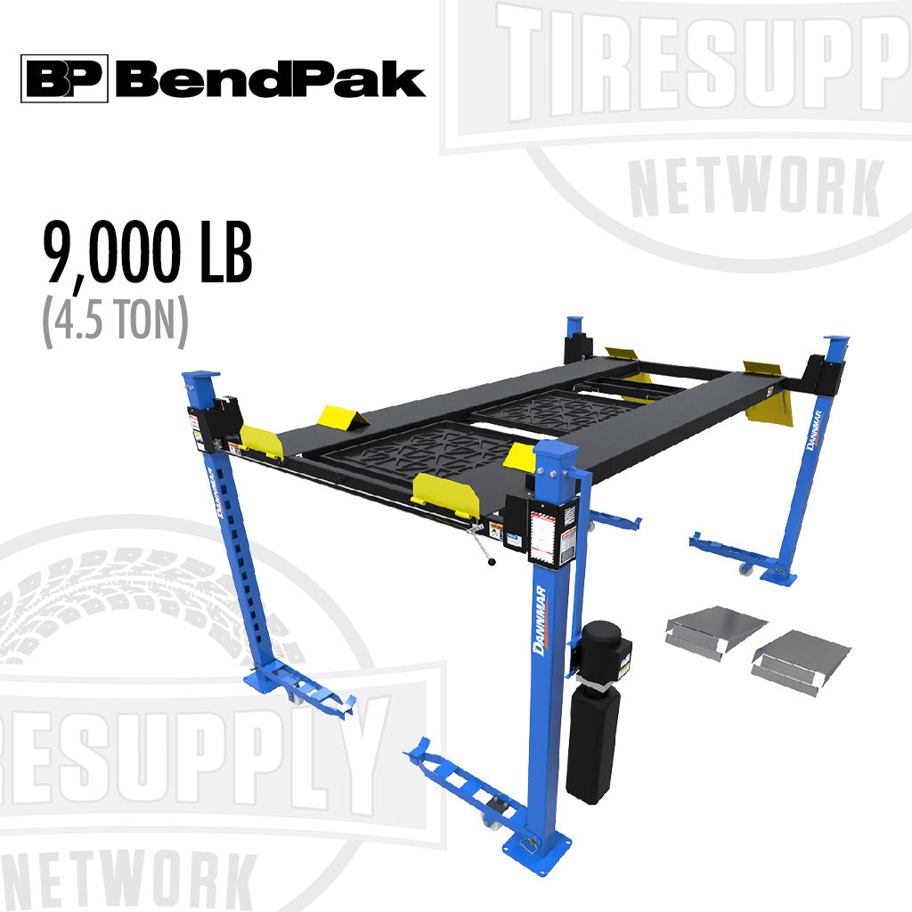 BendPak | 4-Post Lift 9,000 lb Capacity / Standard Rise / Standard Length / Caster Kit / Drip Trays / Aluminum Ramps (5175319)