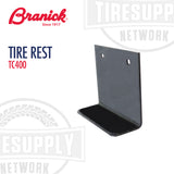 Black tire rest with Branick and TireSupply Network branding on a white background. 72-0108. TC400.