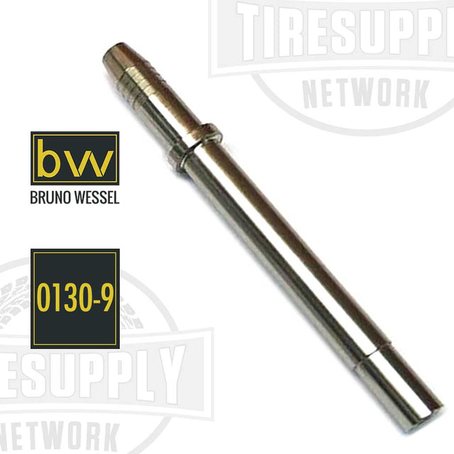 A silver-colored feed tube replacement part for Bruno Wessel tire stud insertion tools, with product number 0130-9 displayed.
