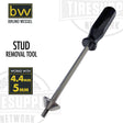Bruno Wessel stud removal tool with black handle and metal tip, indicating 5mm and 4.4mm sizes.