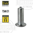 A single silver-colored steel truck tire stud with the Bruno Wessel brand logo and TSMI-21 label in the corner.