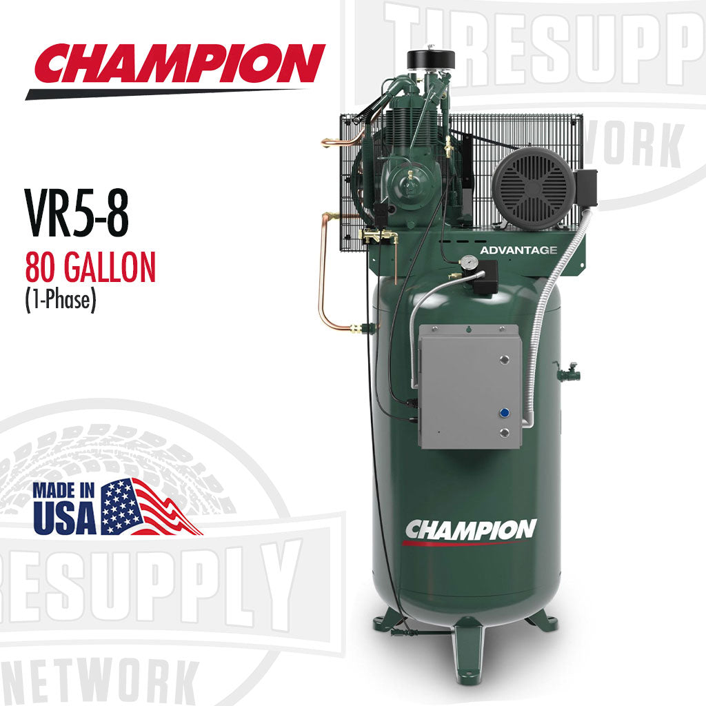 Champion | VR5-8 Air Compressor Fully Equipped 230V, 1PH, 5HP, 80GL (CASRSA128)