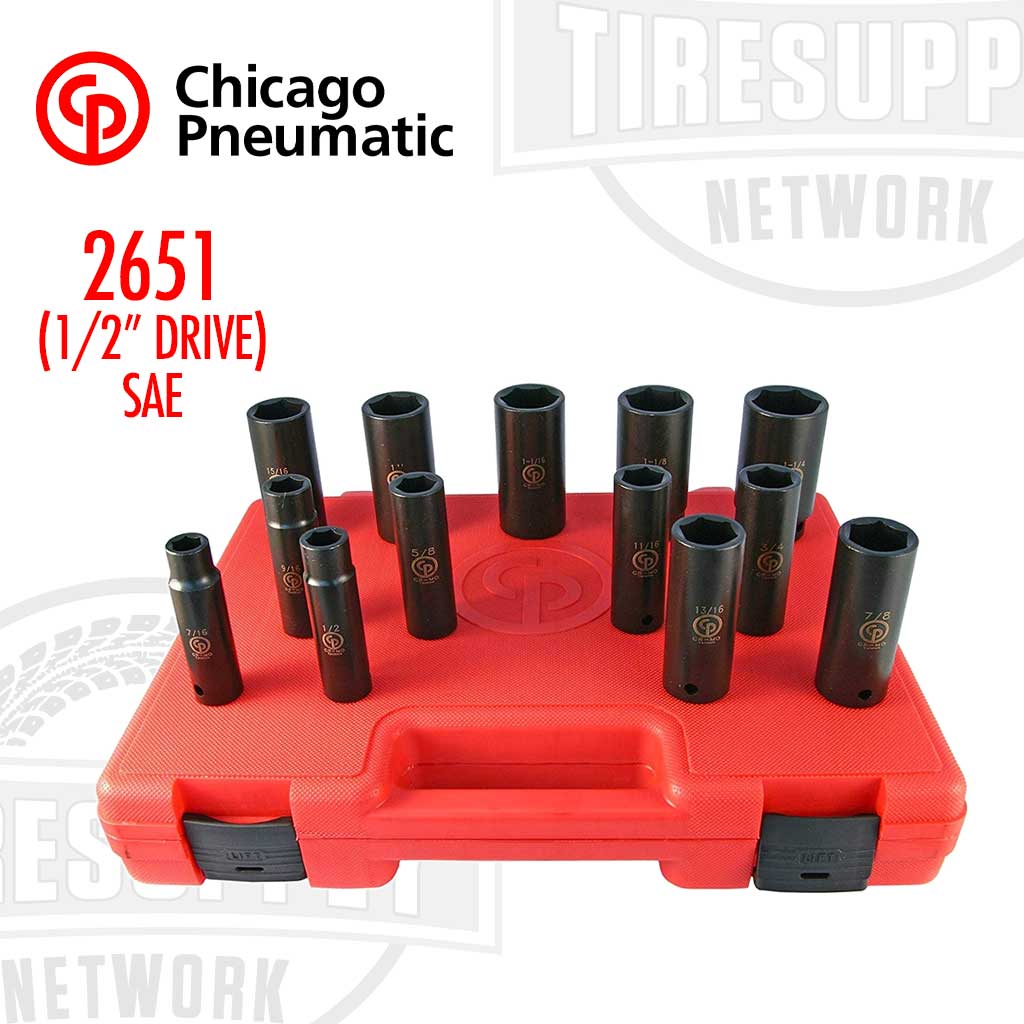 Chicago Pneumatic | CP SS4013D - 1/2″ Drive 13 Piece SAE Deep Impact Socket Set (2651)