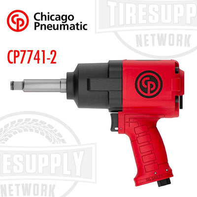 A red and black Chicago Pneumatic 1/2" drive impact wrench with a 2" extended anvil, model CP7741-2.