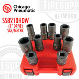 Chicago Pneumatic |  1″ Drive 10 Piece SAE & Metric Impact Socket Set (SS8210HDW)