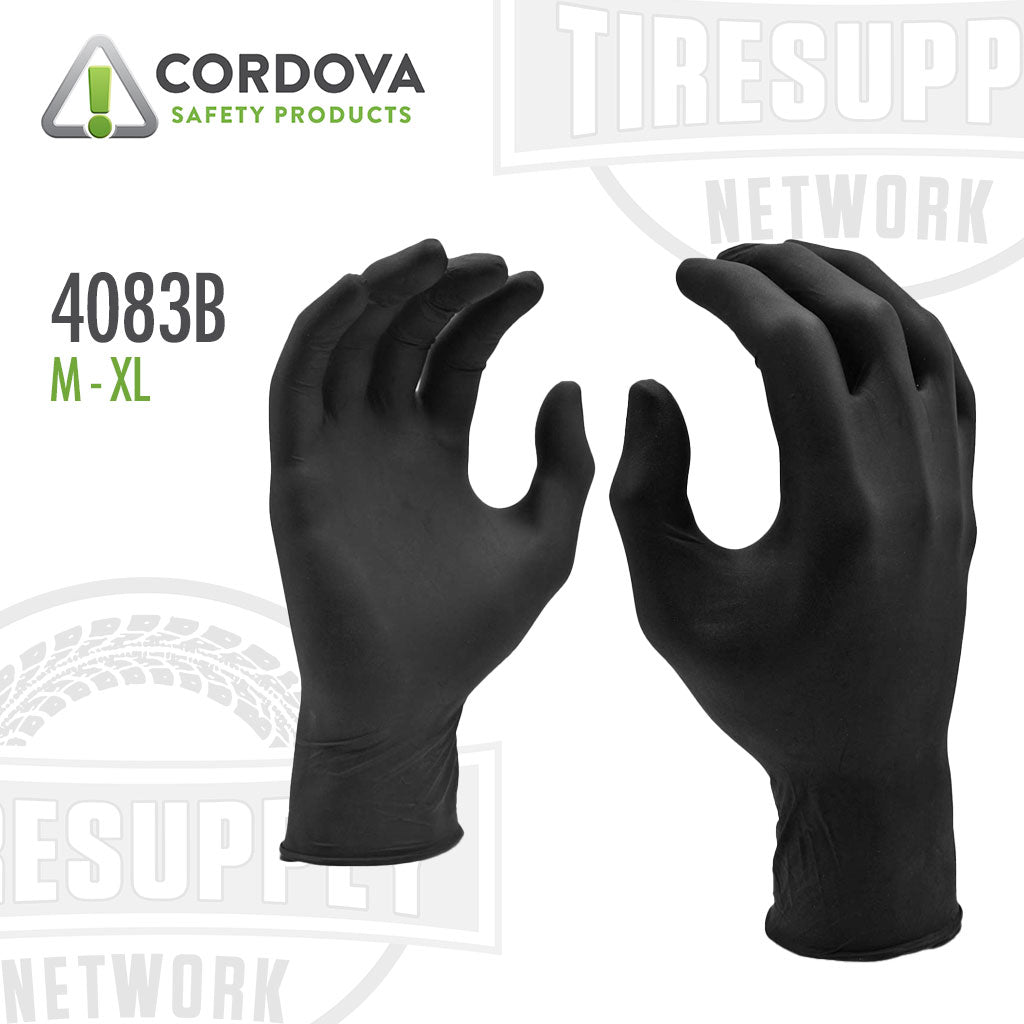 Cordova Safety Products | Nitri-Cor Eclipse Case Industrial, Nitrile, Powder Free, 4 Mil, Black Gloves (4083B)